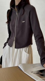 Short Stand Collar Zip-Up Sweatshirt