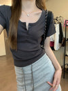 Straight-Shoulder Ribbed T-Shirt