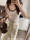 Ribbed Cotton Contrast Color Camisole