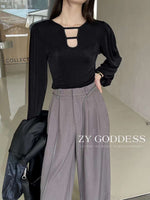 Grey Wide-Leg Utility Pants