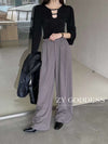 Grey Wide-Leg Utility Pants