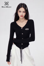 Lace V-Neck Bottom Shirt-Black