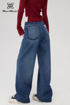 High-waisted denim wide-leg pants