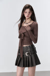 Niche Bow Tie Long Sleeve Tencel T-Shirt