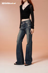 Vintage washed blue flared pants