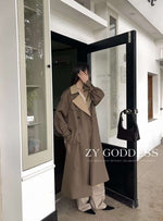 Color-blocked Long Elegant Trench Coat