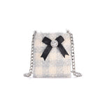 Silver lattice chain small square bag