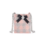 Silver lattice chain small square bag