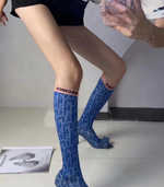 Light Blue Laulau Chichi Print Knee-High Socks