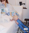 Light Blue Laulau Chichi Print Knee-High Socks